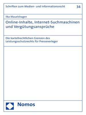 cover image of Online-Inhalte, Internet-Suchmaschinen und Vergütungsansprüche